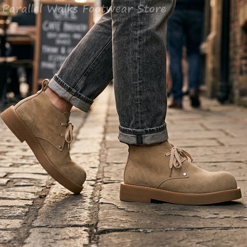 Men'S Shoes Smart - Klasik Erkek Süet Çöl Botları, Kalın